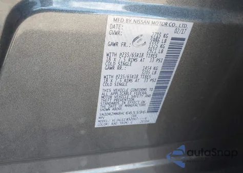 2017 Nissan Pathfinder Sv from USA, damaged, VIN 5N1DR2MN8HC665596